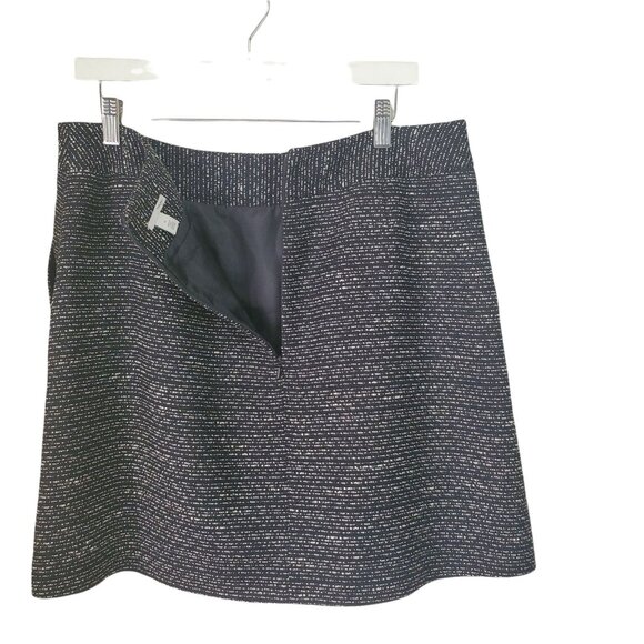HALOGEN Womens Skirt SZ 12‎ Black Tweed Lined Pleated Black Cream A-Line Short - Picture 4 of 8